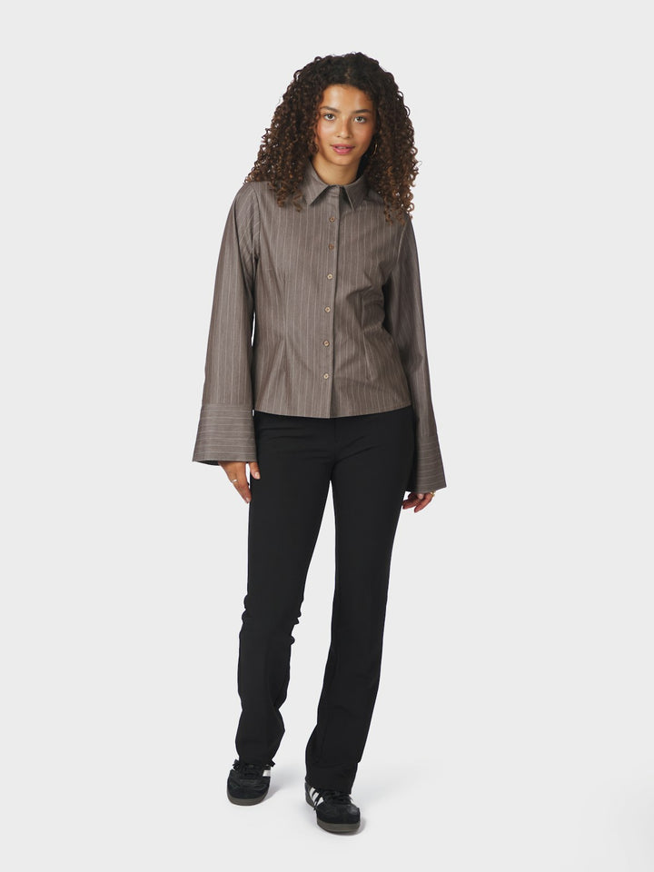 Rosa Pinstripe Melange Shirt  Dusty Brown