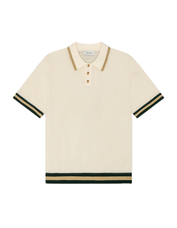 Lace Knitted Polo  Eggnog White