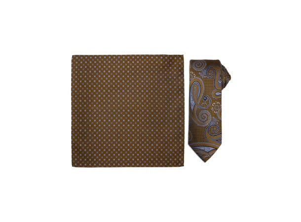 Santi silkeslips m/hanky  Cognac