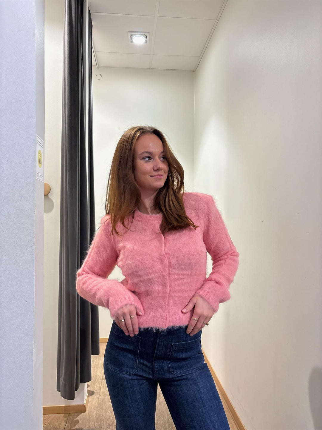 Hairy Knit Jacket  Pink