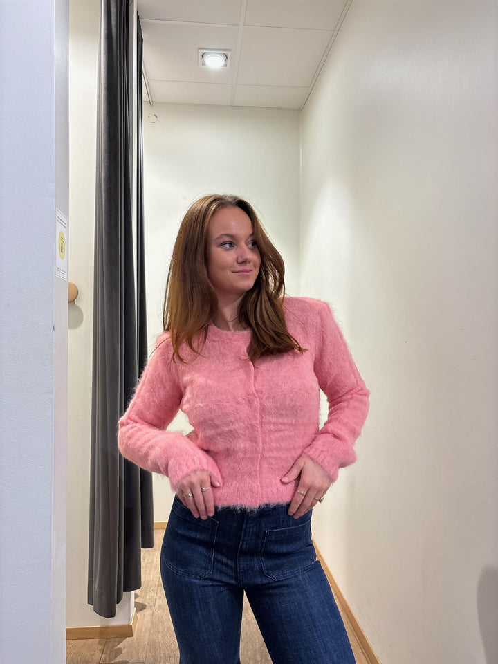 Hairy Knit Jacket  Pink