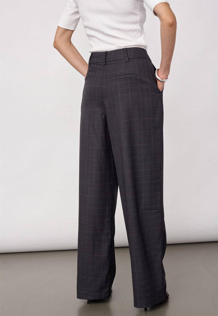 EloraCC Check Barrel Pant  Dark Grey