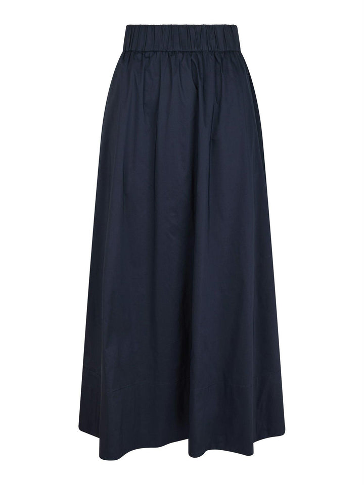 Yara Long Poplin Skirt  Navy