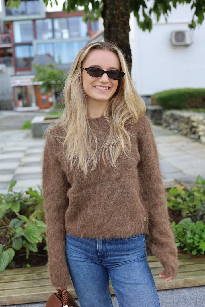 Hairy Knit Sweater  Brown
