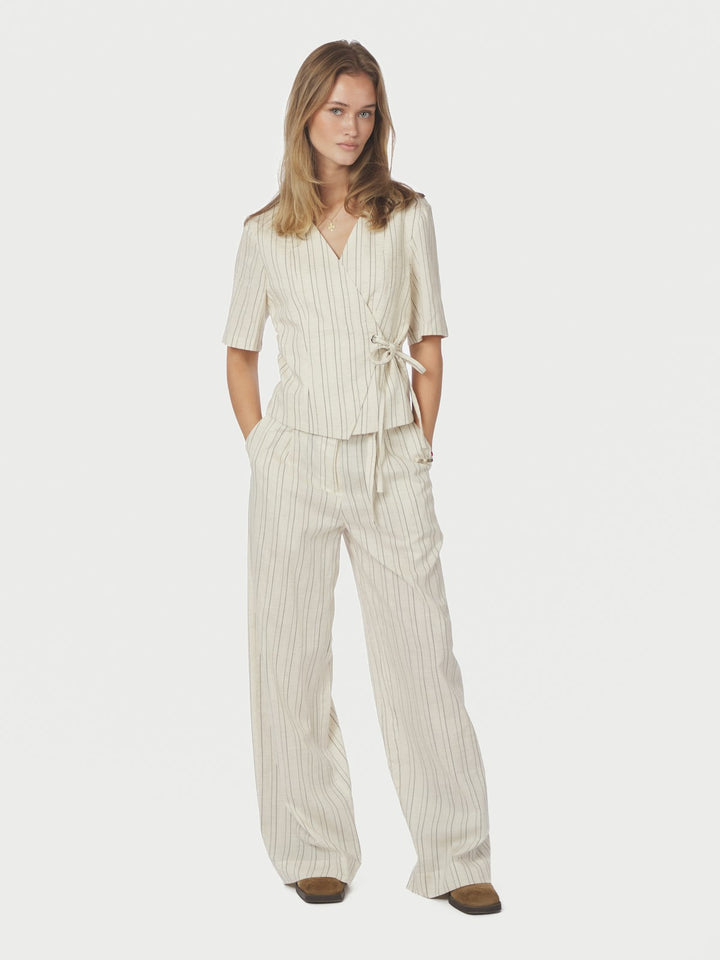Simmo Stripe Eyelet Blouse  Off White