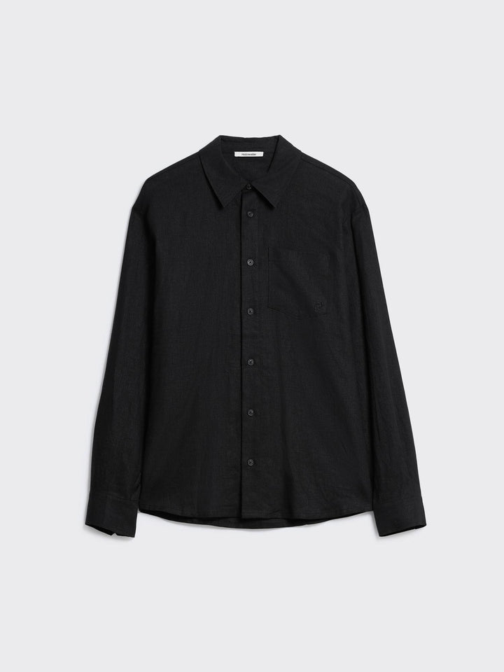 Regular Linen Shirt  Black