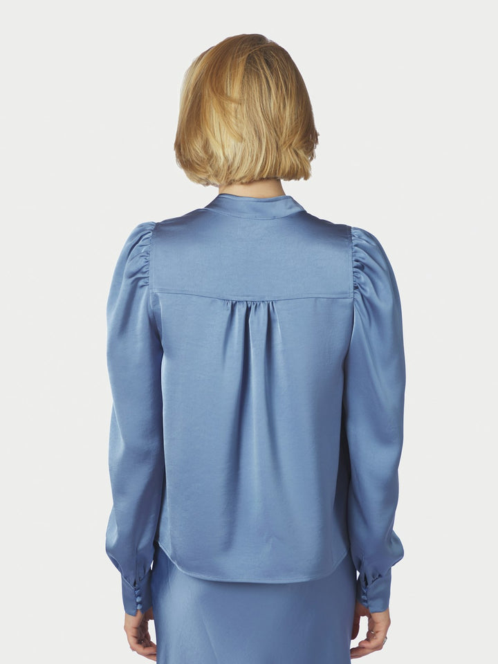 Rosslyn Heavy Sateen Blouse  Smoke Blue