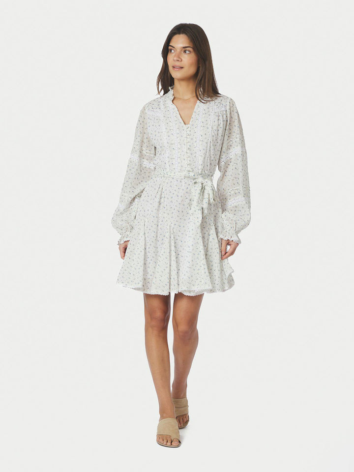 Birgitte Print Flower Dress  Off White