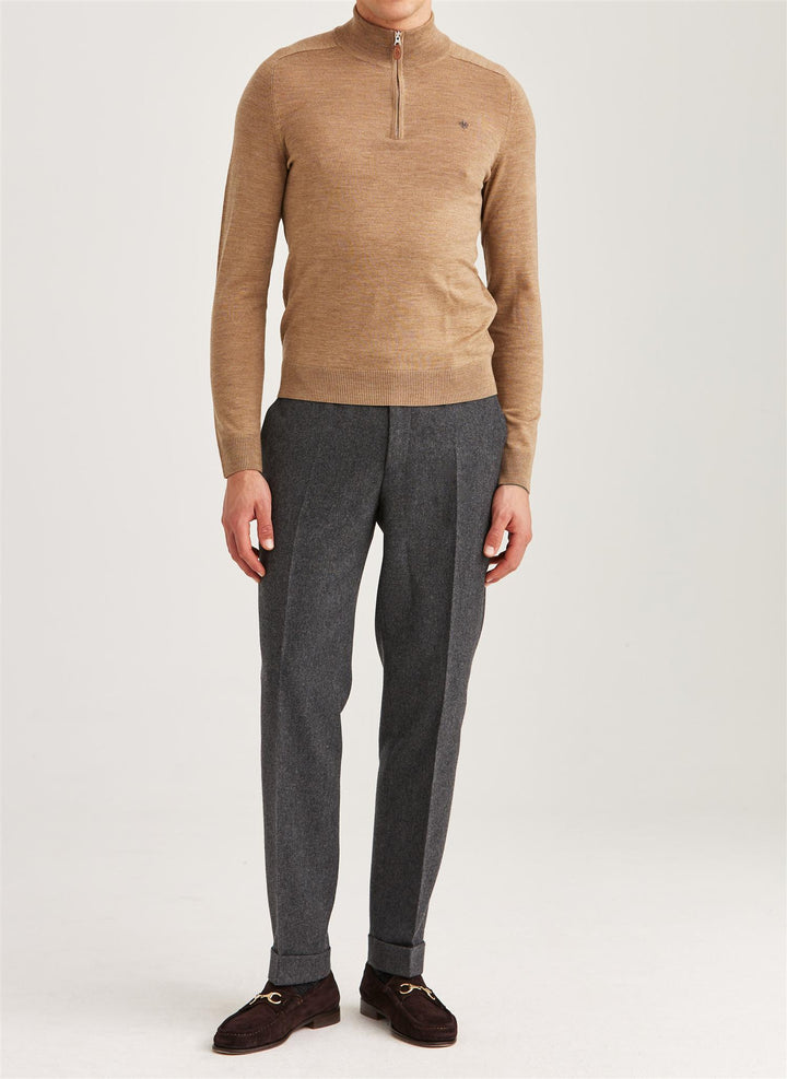 Merino John Zip  Camel