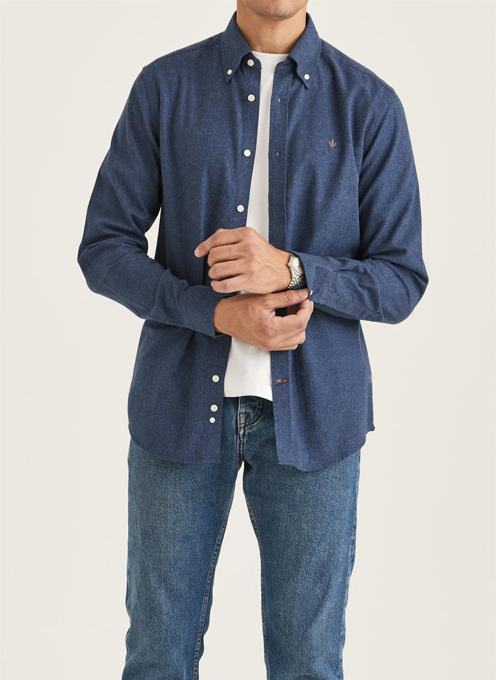 Watts Flannel Shirt-Slim Fit  Navy