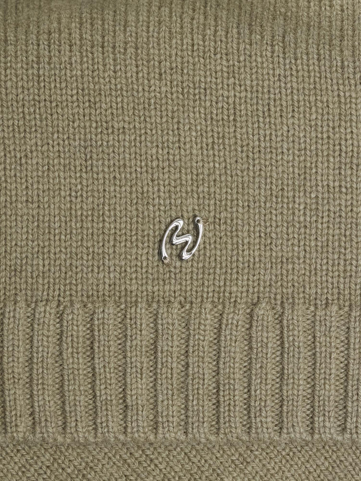 M. Wool Zip Cardigan  Green