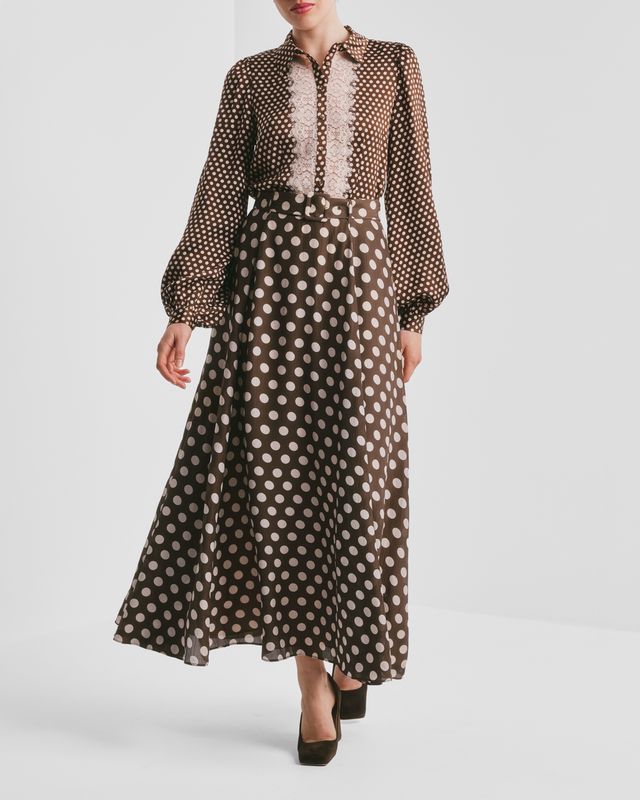 Striped Organza Maxi Skirt  Dots