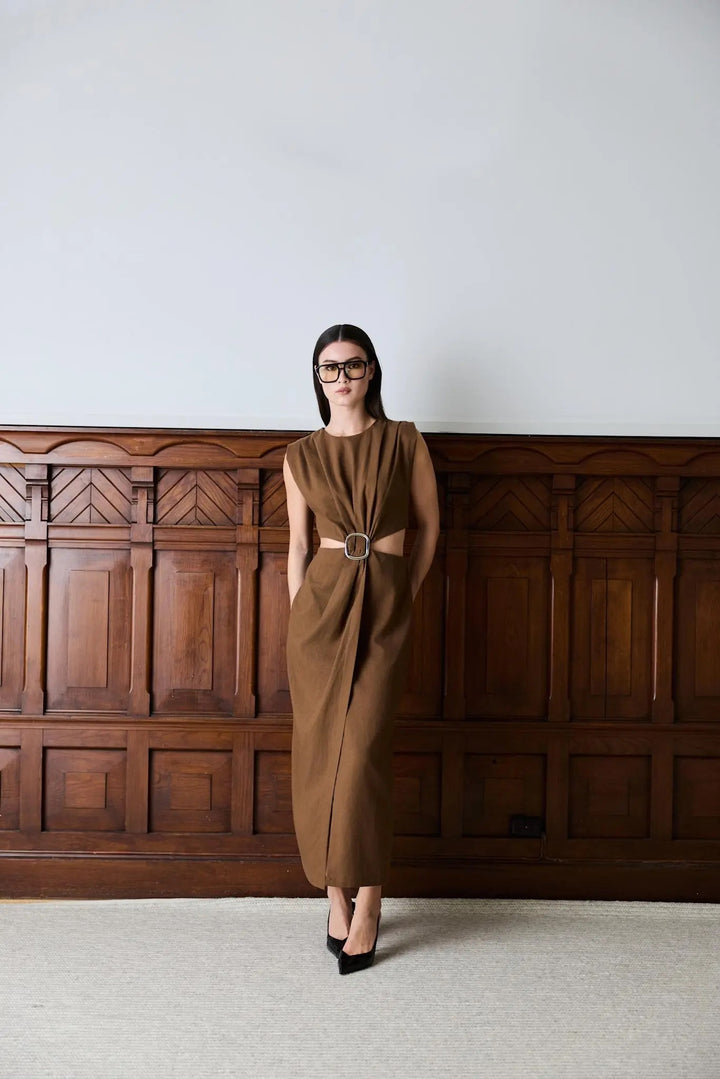 Riviera Dress  Chestnut Brown