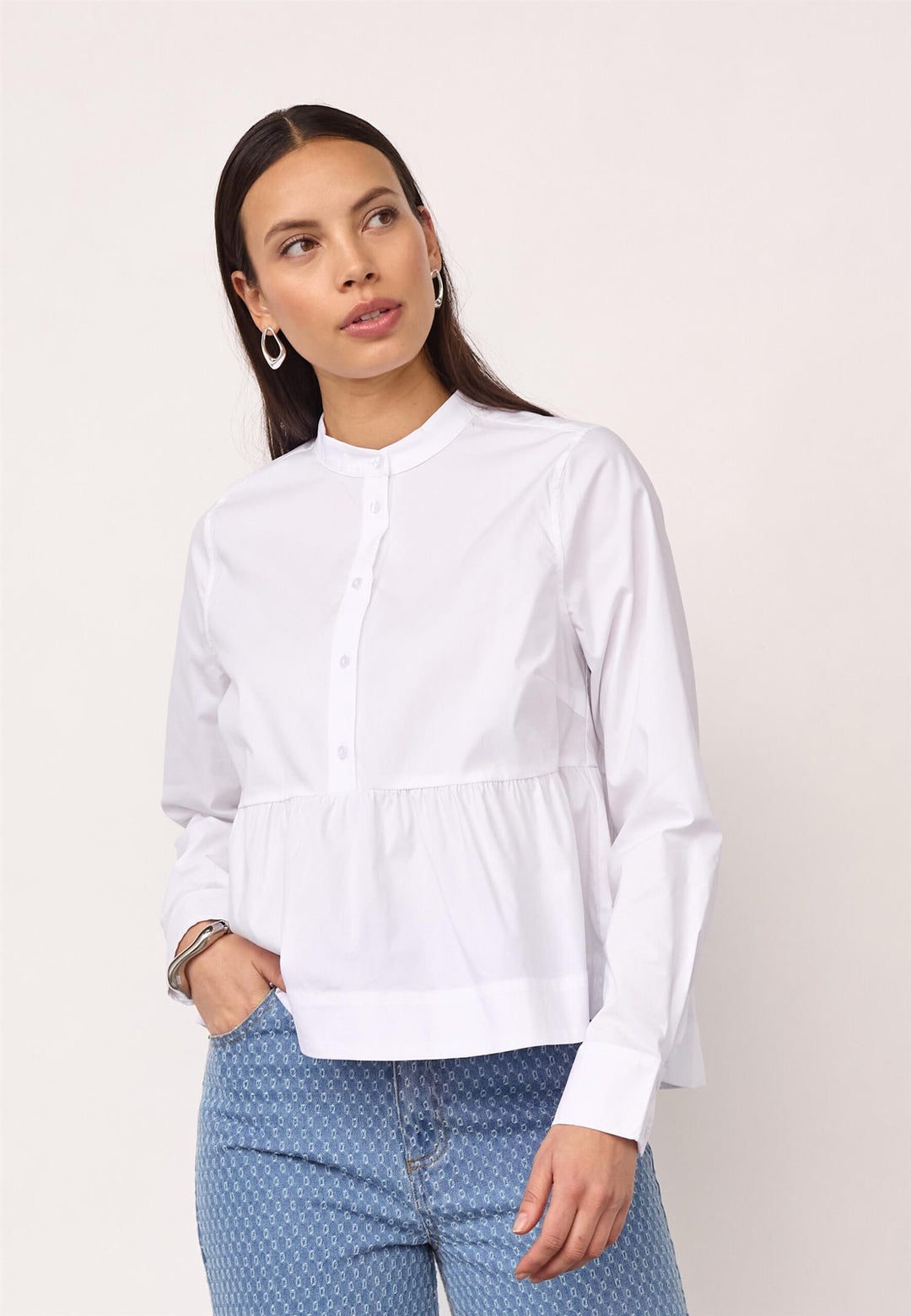 PoppyCC LS Flare Blouse  White