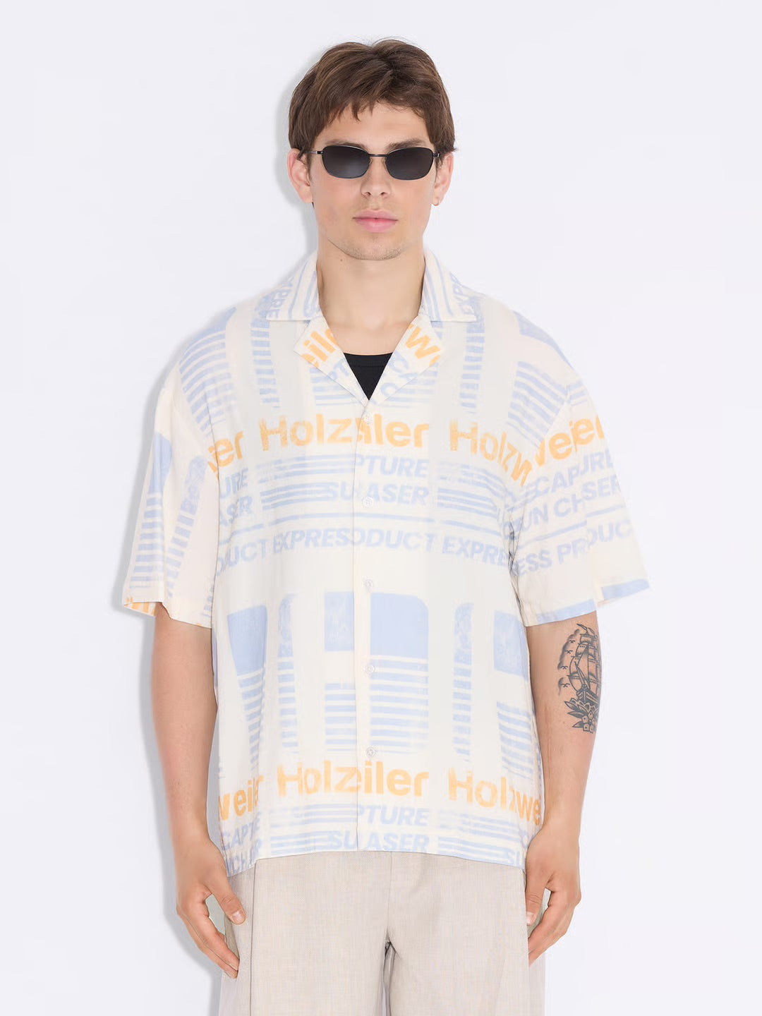 Pier Print Shirt  Ecru Mix