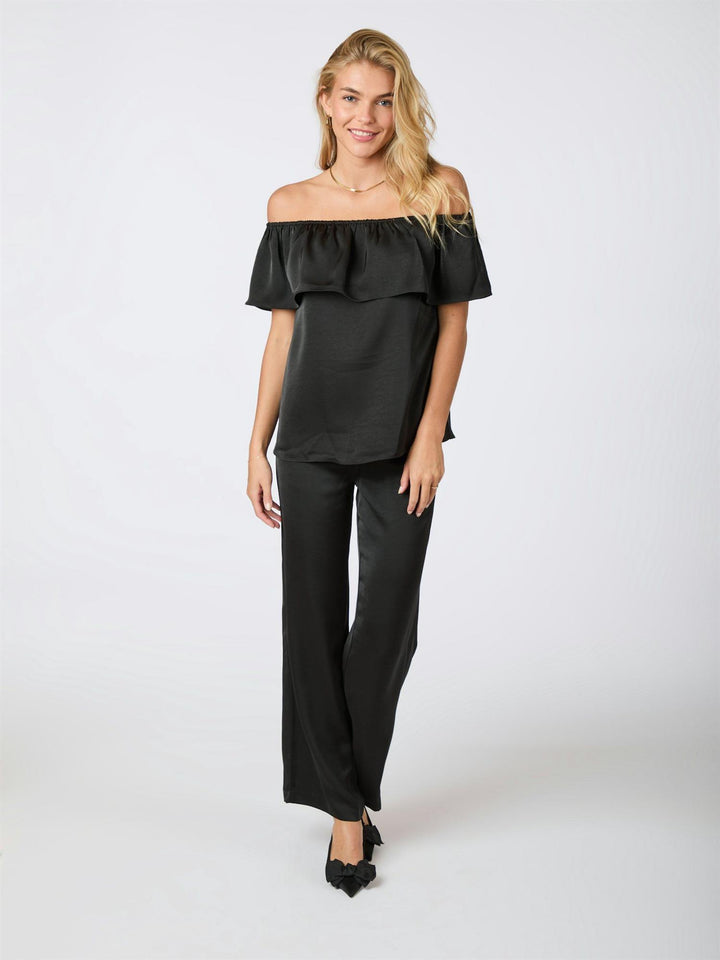 Kris Heavy Sateen Top  Black