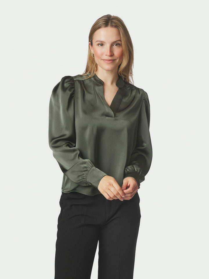 Rosslyn Heavy Sateen Blouse  Deep Green