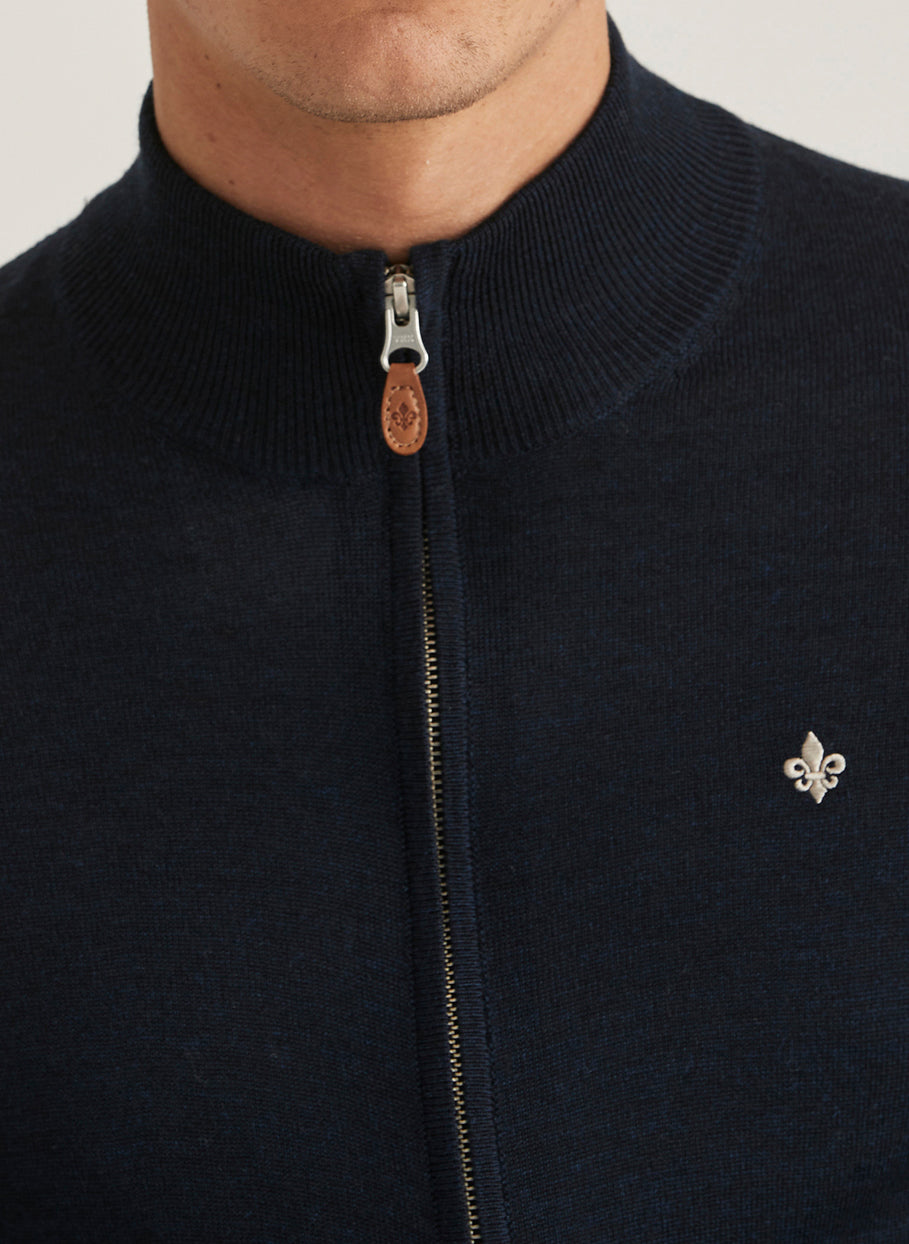 Merino Zip Cardigan  Navy