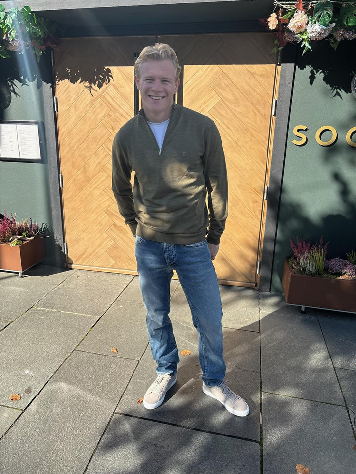 Grayson Half-Zip Merino knit  Olive Green