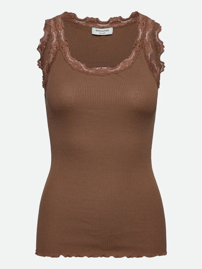 RWBabette Silk SL U-neck Lace Top  Coca Mocha