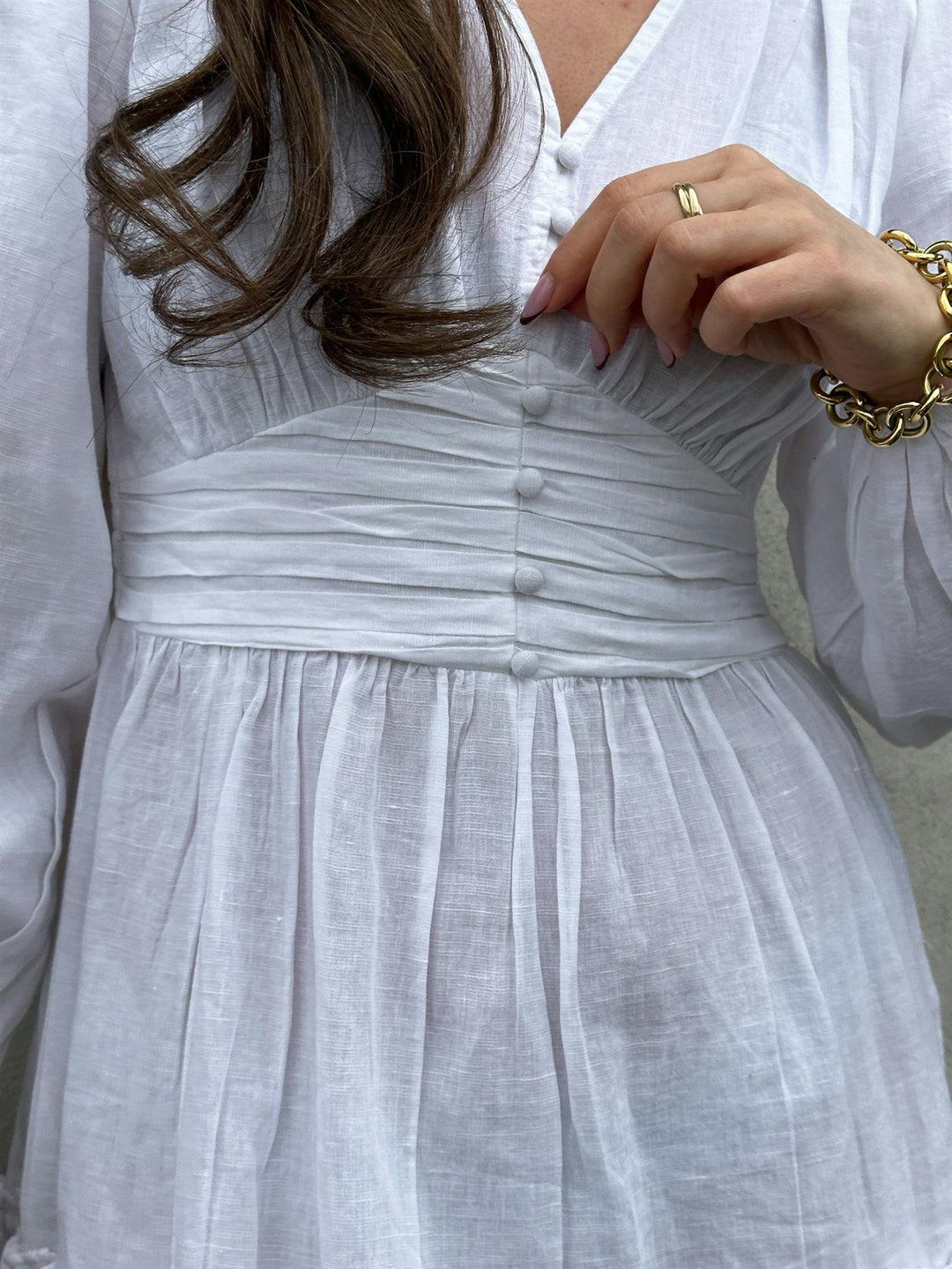Rihana Linen Dress  White