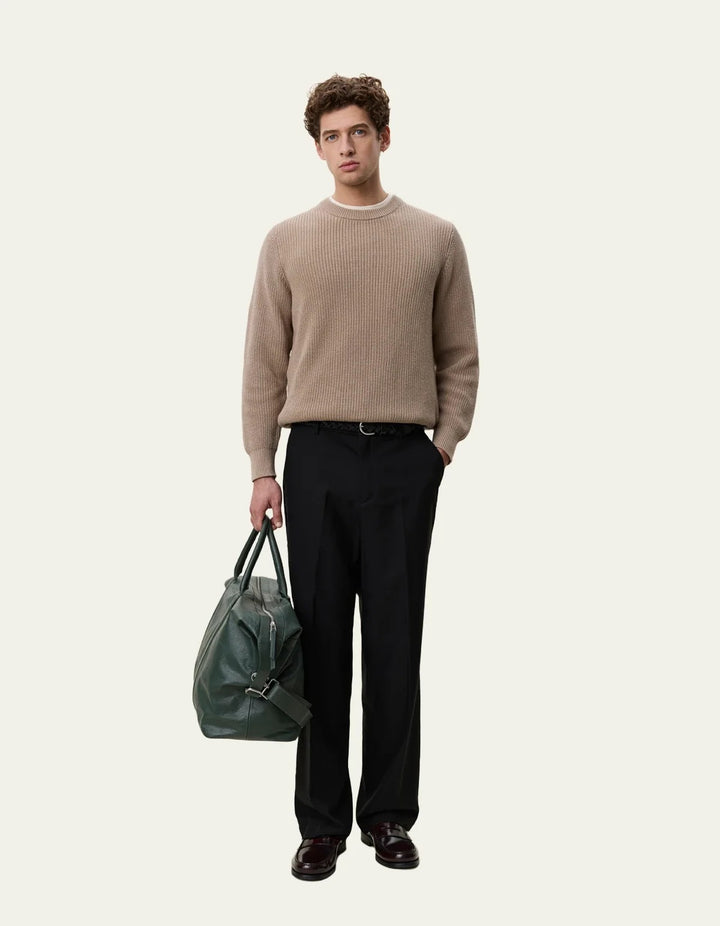 Rib Crewneck Knit  Dark Sand