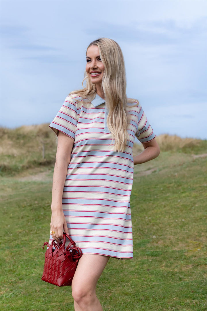 Emma Polo Dress  Ocean Stripe