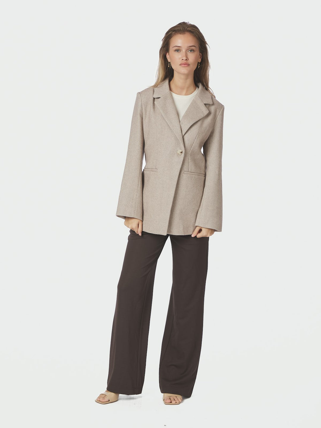 Bowie Herringbone S Blazer  Sand