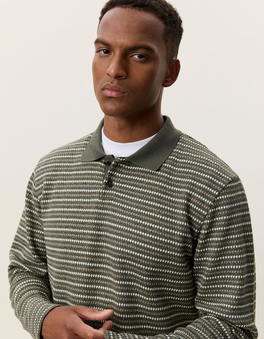 Knitted Stripe Ls Polo Duffel Bag Green
