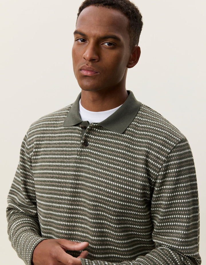 Knitted Stripe Ls Polo Duffel Bag Green