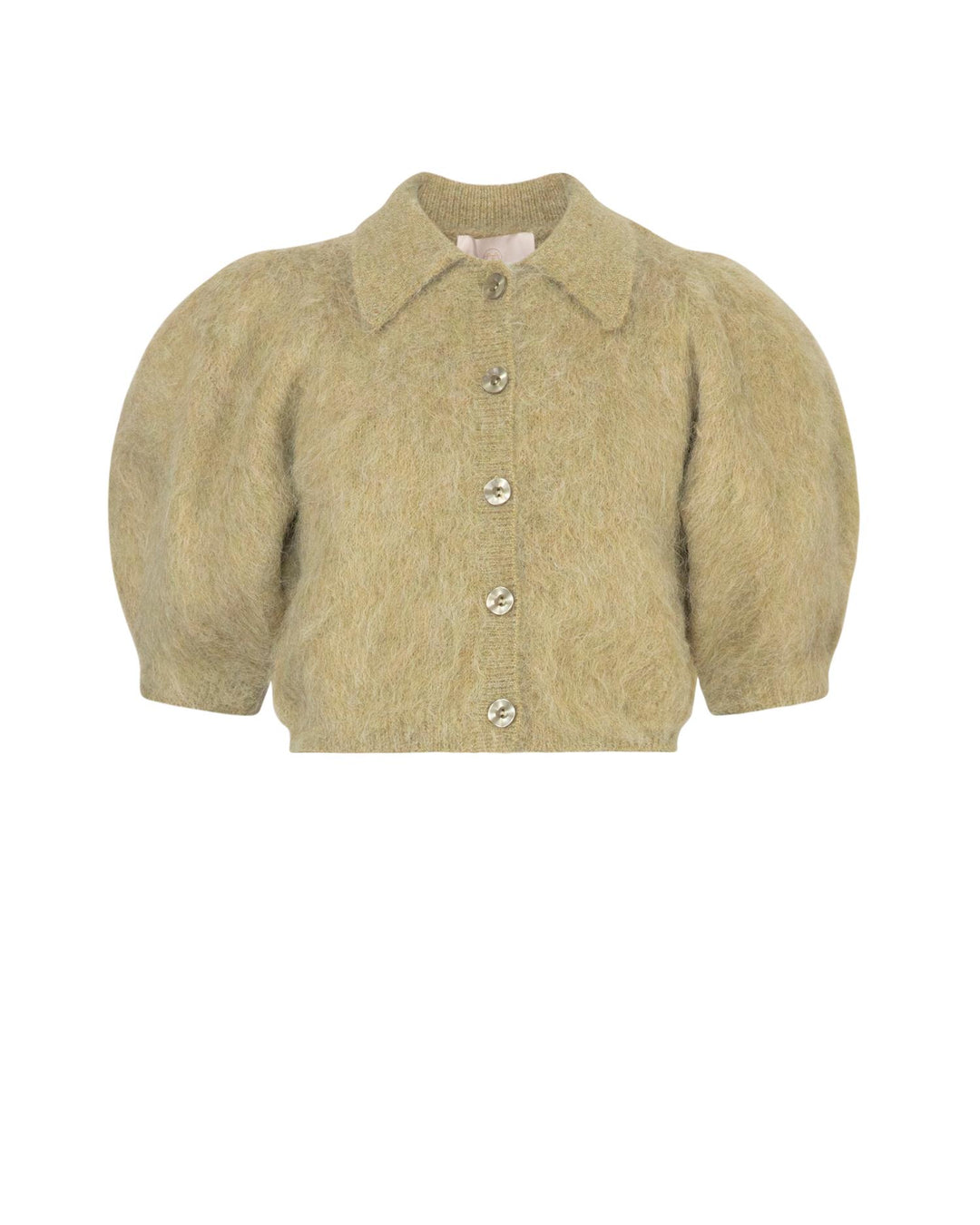 HAIRY KNIT PUFFED JACKET  Green