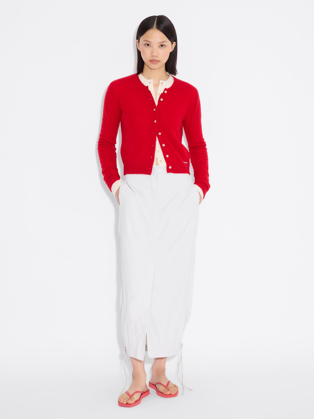 W. Cashmere Cardigan  Red