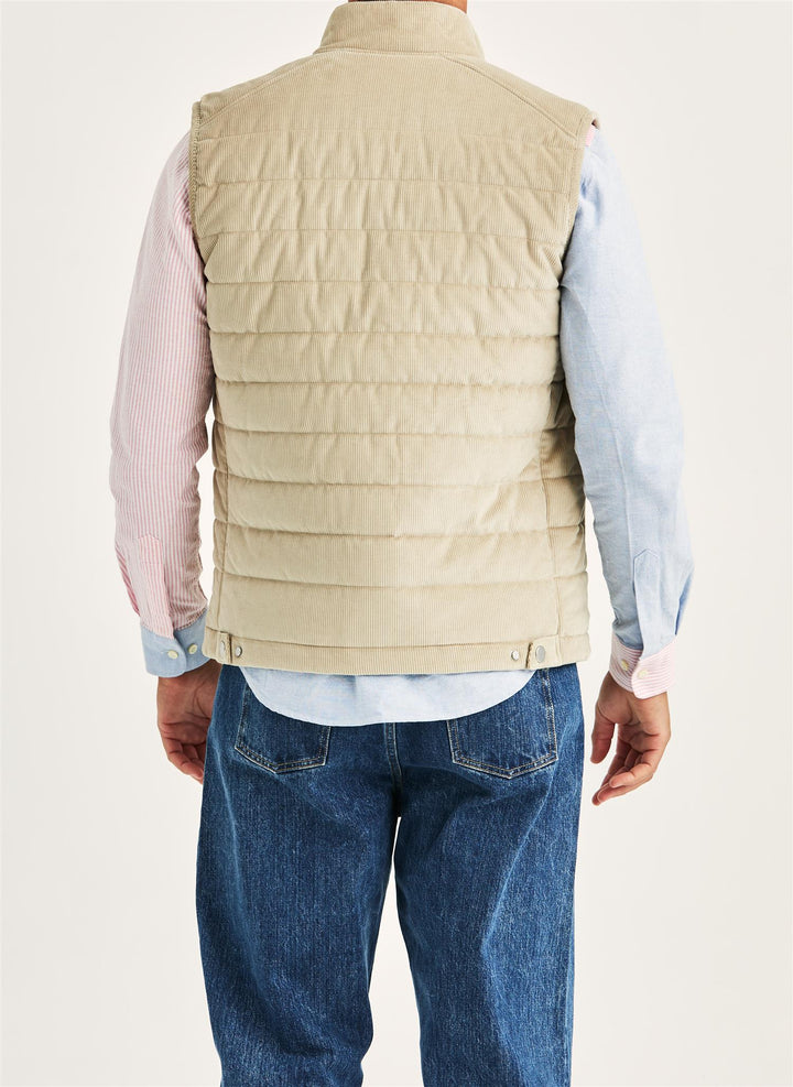 Ted Quilted Cord Vest  Khaki