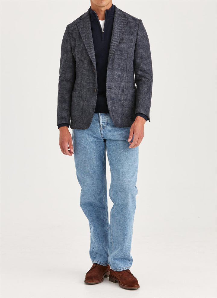 Jersey Wool Casual Jacket  Navy