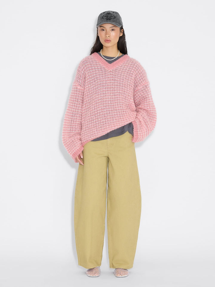 Boxy Mohair V-Neck  Pink Mix
