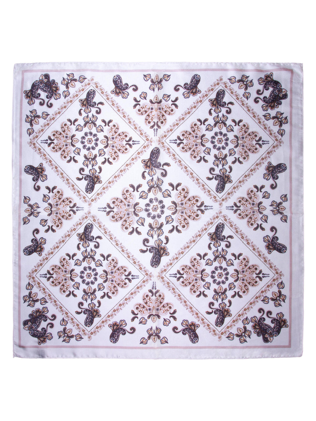 Skjerf multi paisley 70x70cm  Offwhite
