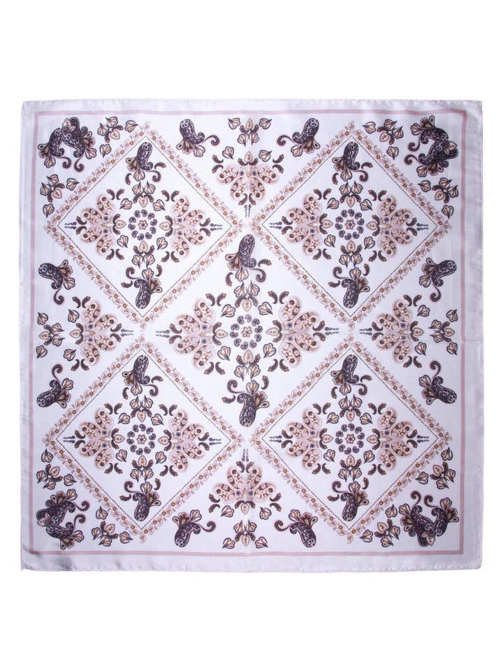 Skjerf multi paisley 70x70cm  Offwhite