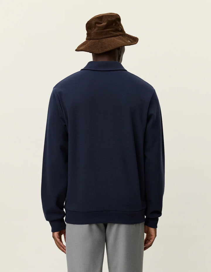 Ben Polo Piqué Sweatshirt  Dark Navy Blue