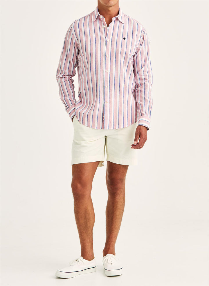 Douglas Linen Mix Stripe Shirt-Classic Fit  Pink