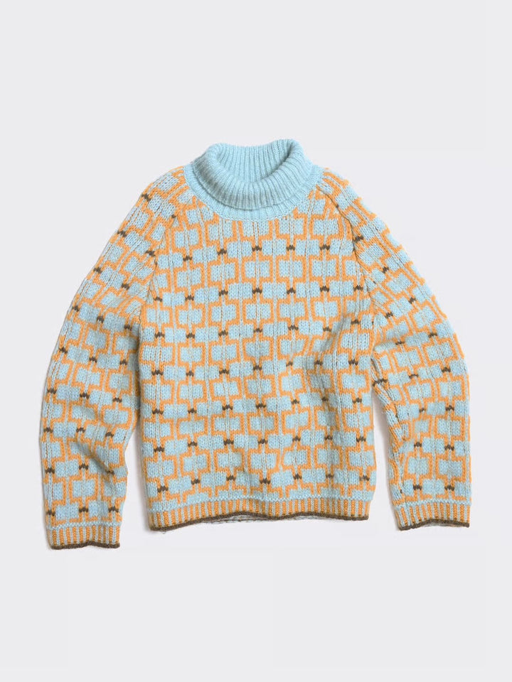 Norwegian Wool Turtleneck 25-04  Blue Mix