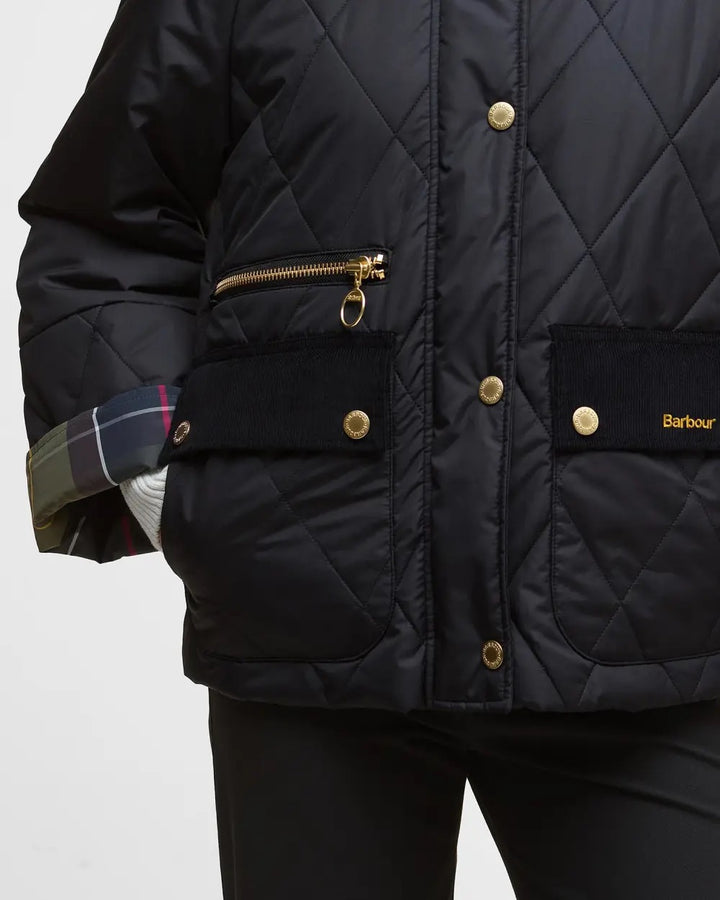 Martha Quilted Jacket  Black/Classic Tartan