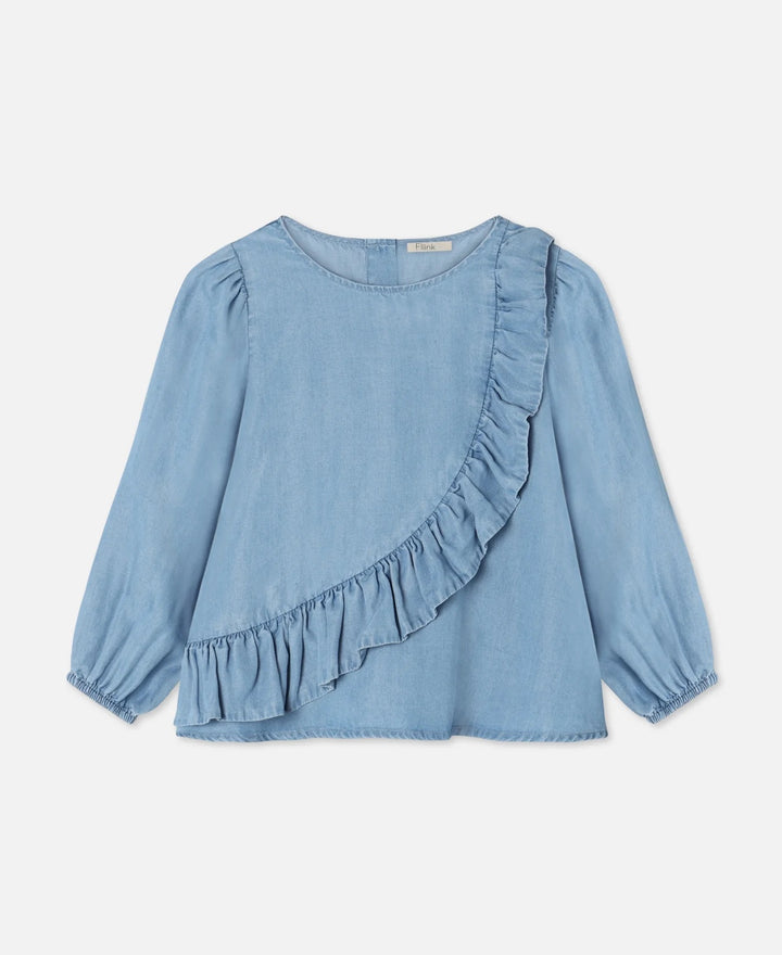 HELENE LS BLOUSE  Medium Denim Blue