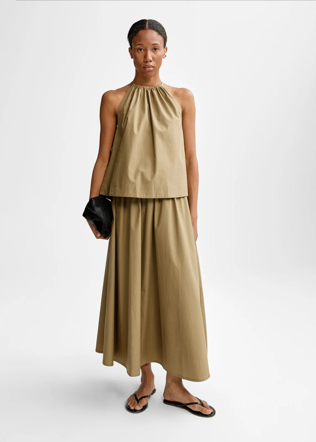Nicka Poplin Top  Wood