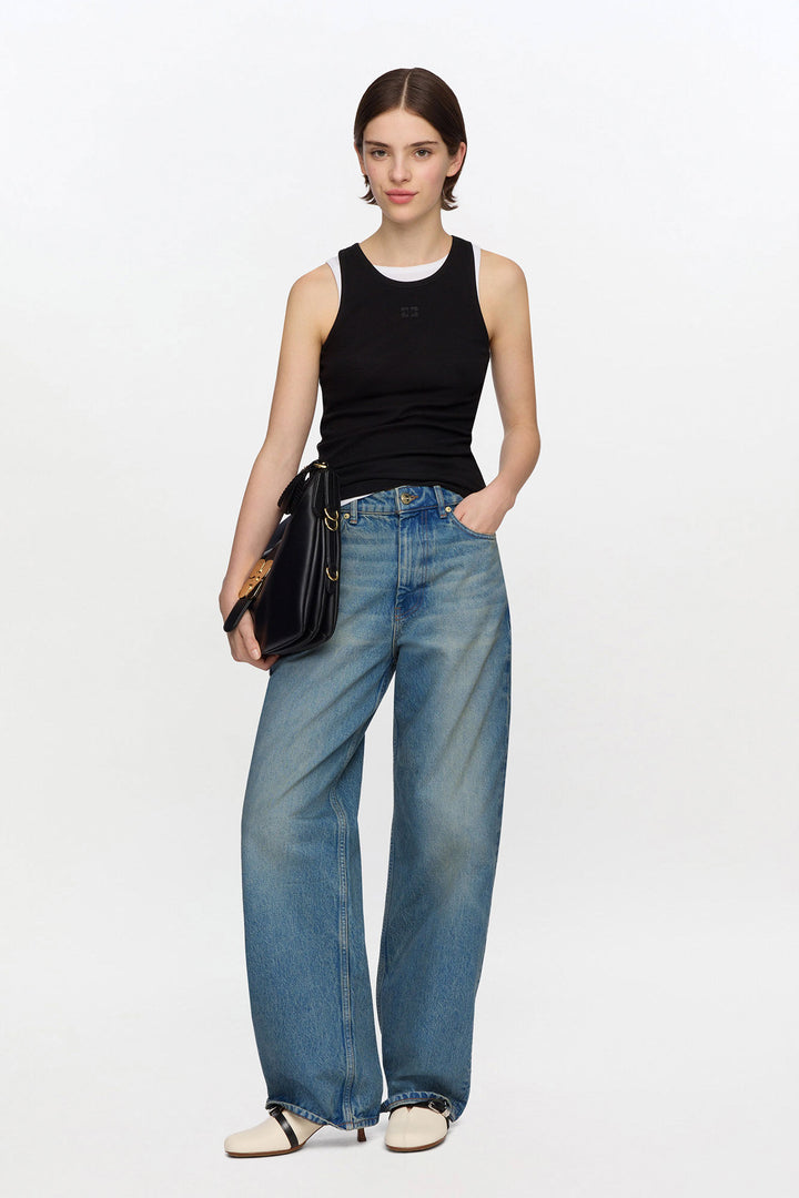 Soft Cotton rib Tank Top  Black