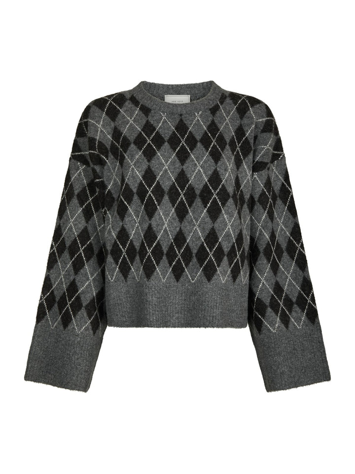 Kick Check Knit Blouse  Antracit