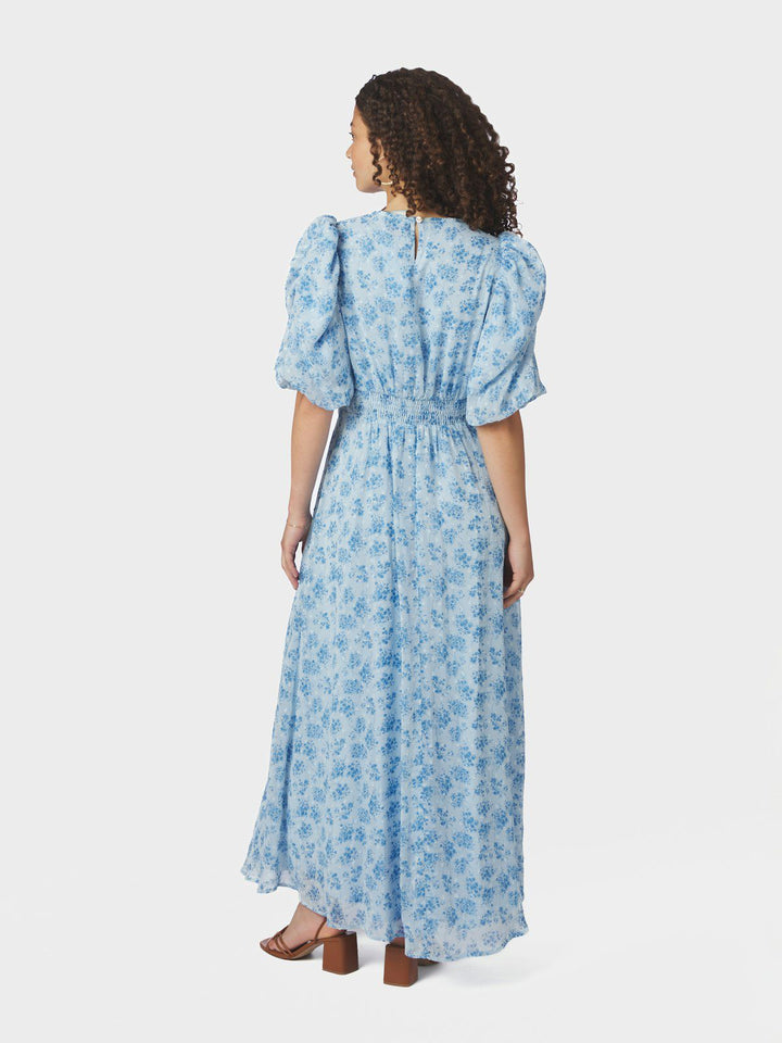 Kikka Chiffon Flower Dress  Light Blue