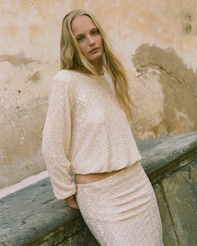 Beaded Blouse Champagne