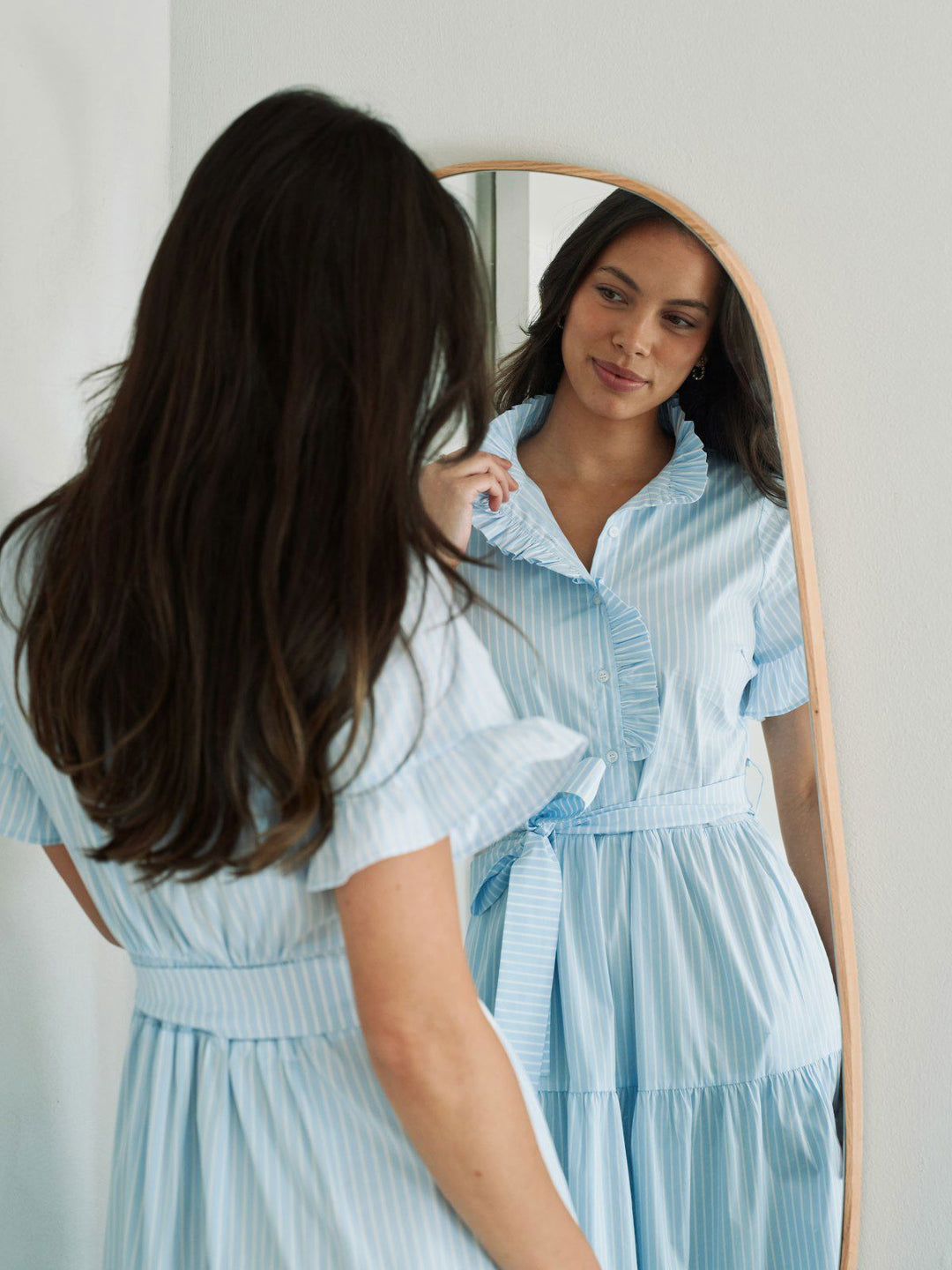 Nellie Soft Stripe Dress  Light Blue