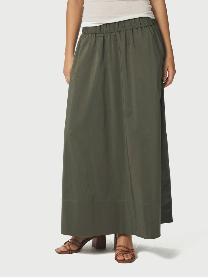 Yara Long Poplin Skirt  Army