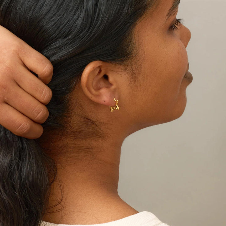 Hoops, Organic Star Small  Gold Plated